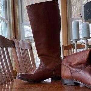 Frye Melissa Leather back-zip riding Boots, 28.25” calf width